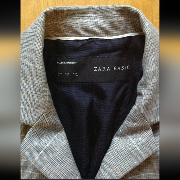 ZARA Basic Women's Gray Plaid Blazer Size Large - Picture 7 of 9